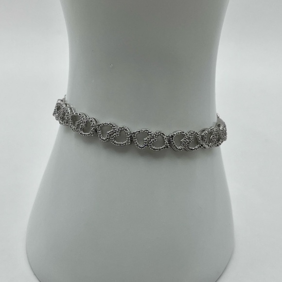 Heart Bolo Bracelet 925 Sterling Silver Accented Diamond - Picture 1 of 5